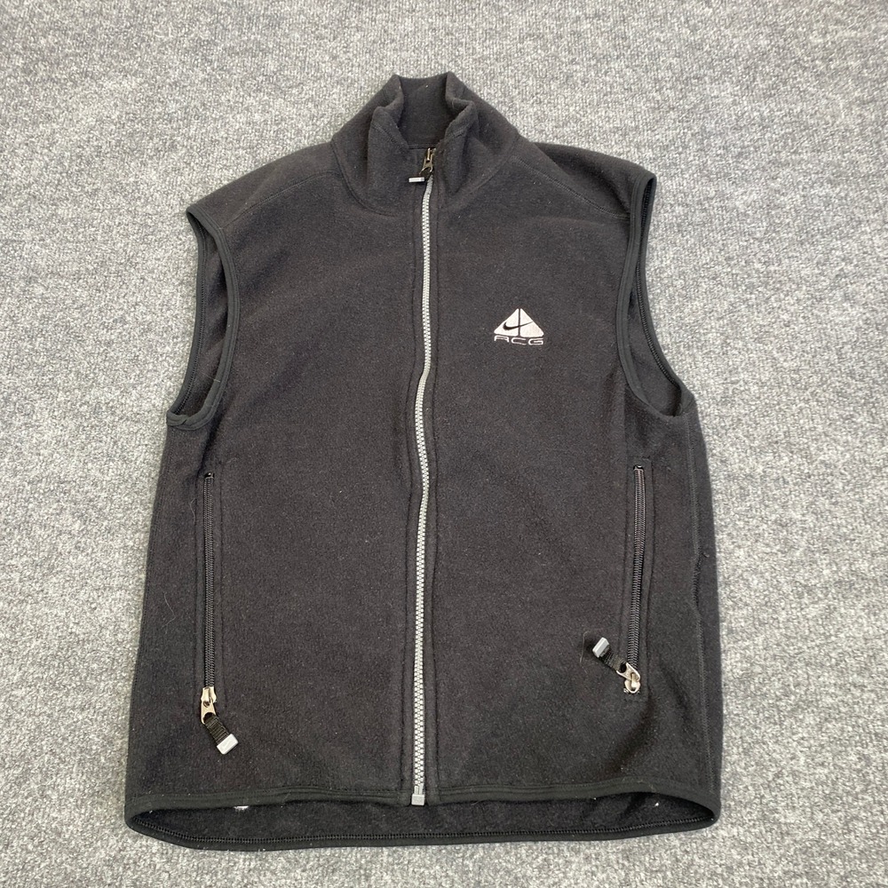 Nike ACG Fleece Vest Small Black Full Zip Thermal Layer 2 Made in USA 2009